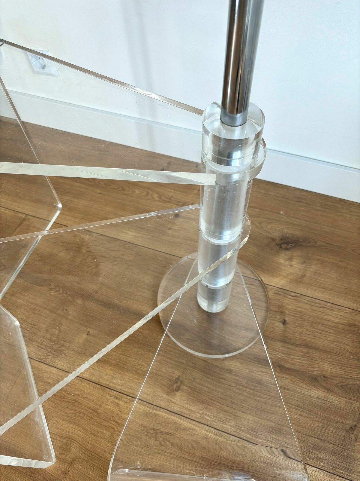 Rare Mid Century Acrylic Glass Library Stairs, Vintage Bookcase Ladder Plexiglass, 70's Spiral Steps, Semicircular Modern Steps photo buy