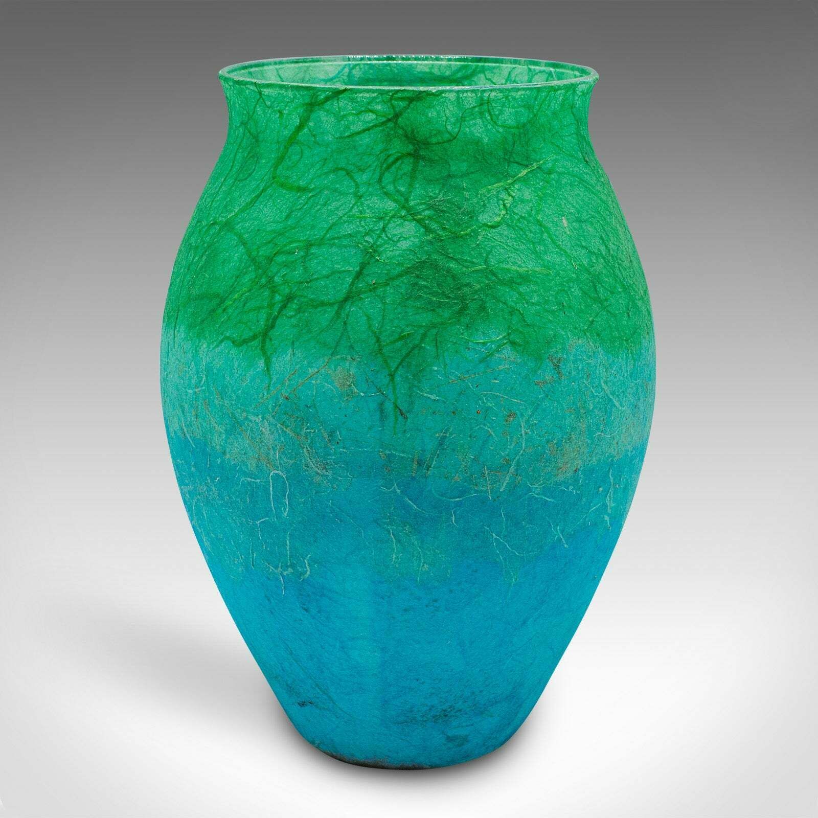 Contemporary Flower Vase Duo, English, Art Glass, Straw Silk, Baluster Urn Set photo Home Decor