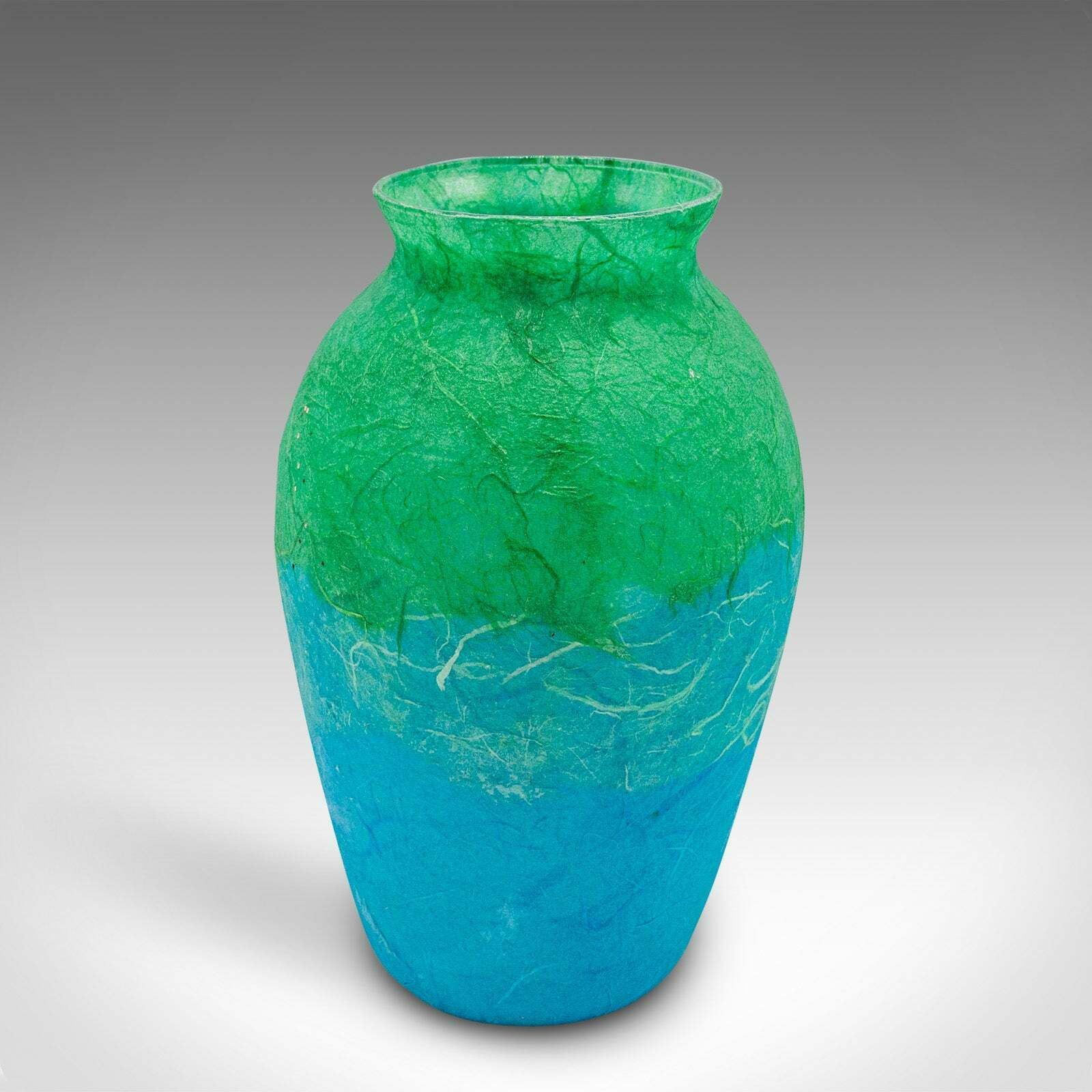 Contemporary Flower Vase Duo, English, Art Glass, Straw Silk, Baluster Urn Set photo vintage