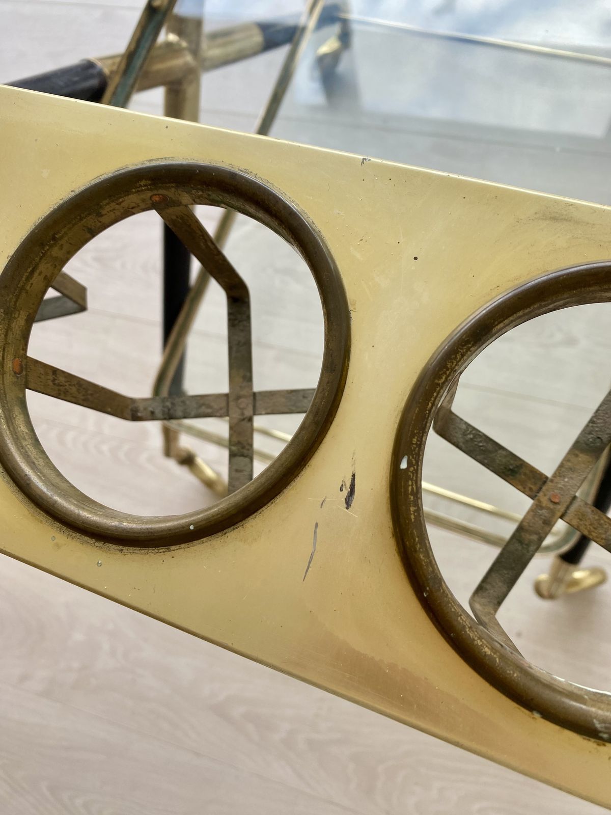 Furniture Mid Century Italian Cesare Lacca Brass Trolley photo