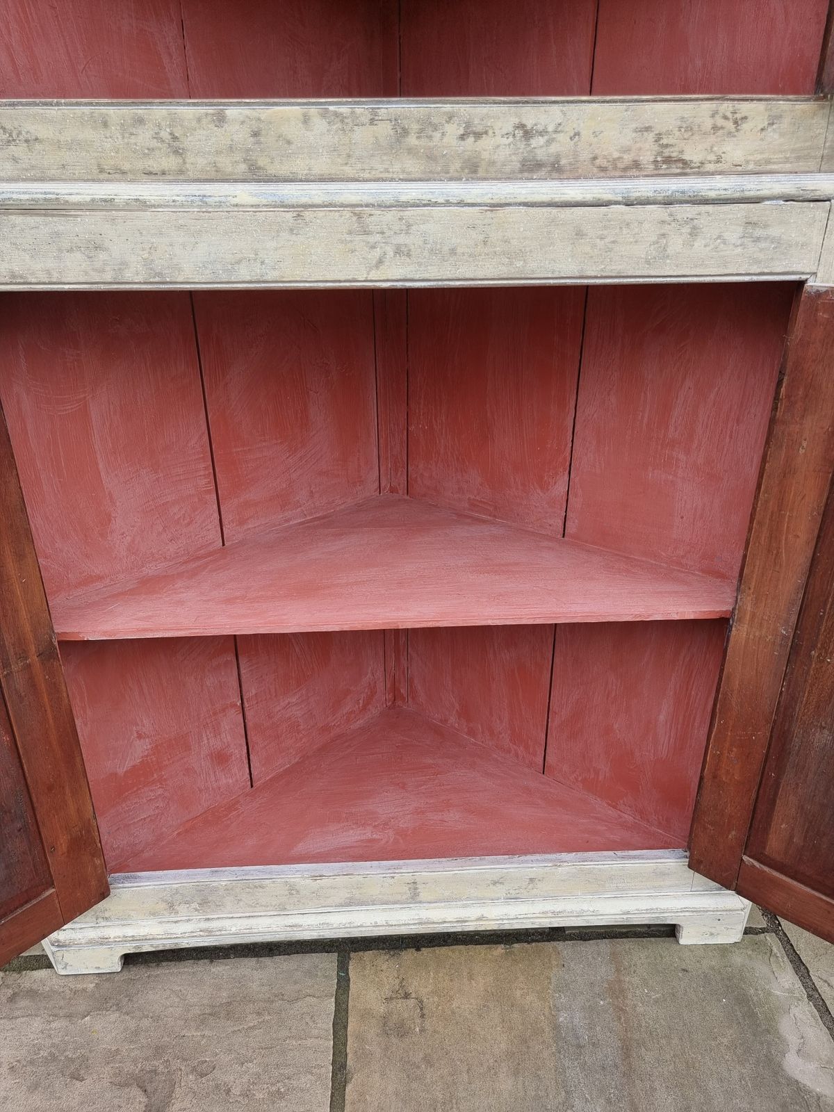 photo buy An 18th C Country House Painted Glazed Cabinet For A Corner Position.