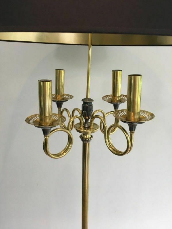 Parquet Floor Lamp In Brushed Steel And Brass. In The Style Of Maison Charles photo vinterior