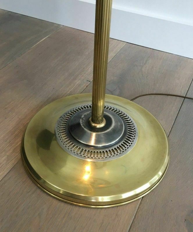photo furniture Parquet Floor Lamp In Brushed Steel And Brass. In The Style Of Maison Charles