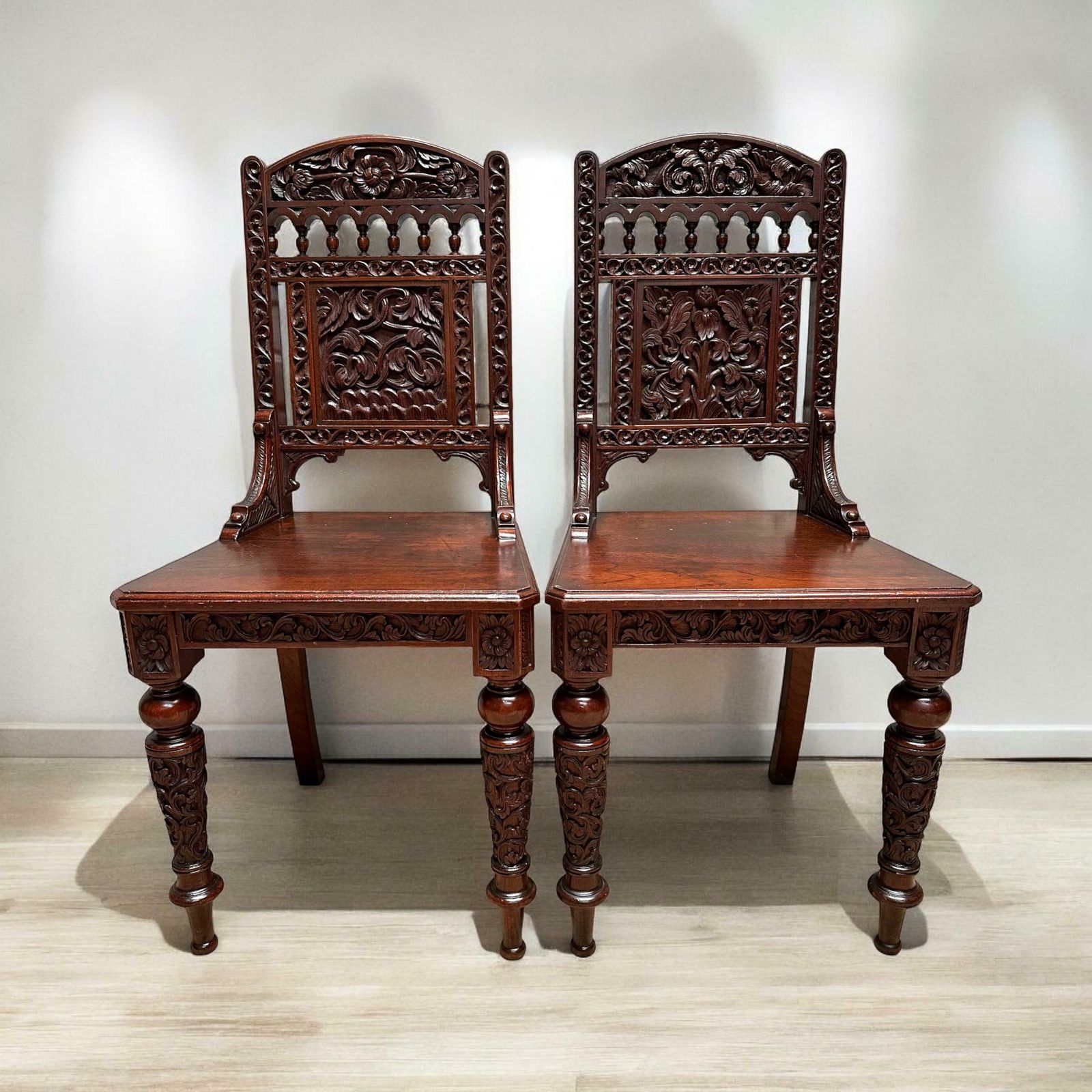 Antique Mahogany Hall Chairs, 1800s photo vinterior