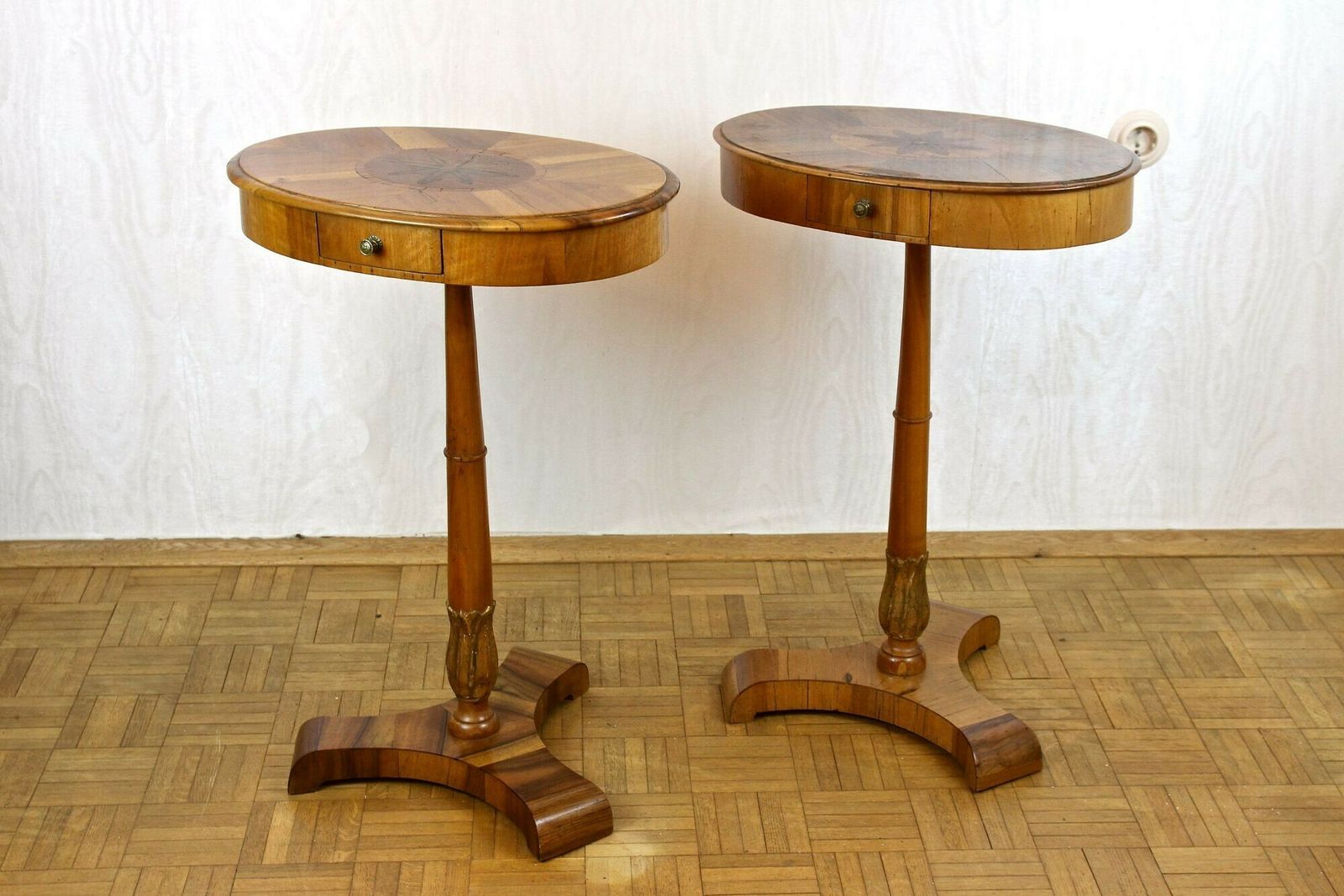 Pair Of 19th Century Biedermeier Side Tables, Nut / Cherrywood   At Ca. 1830 photo furniture