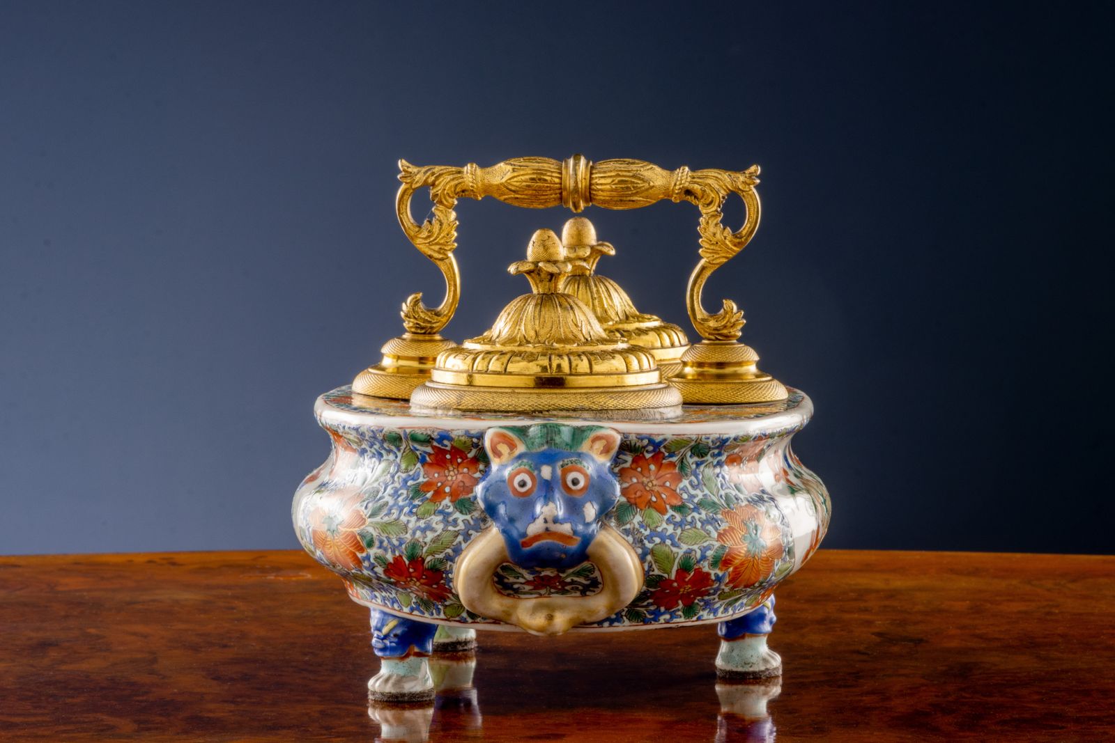 Inkwell Regency Gilded Bronze Porcelain England XIX Century photo furniture