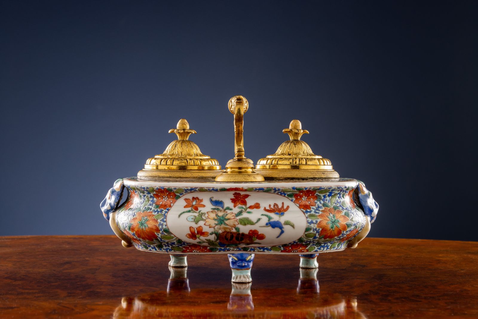 Inkwell Regency Gilded Bronze Porcelain England XIX Century photo 6170.0