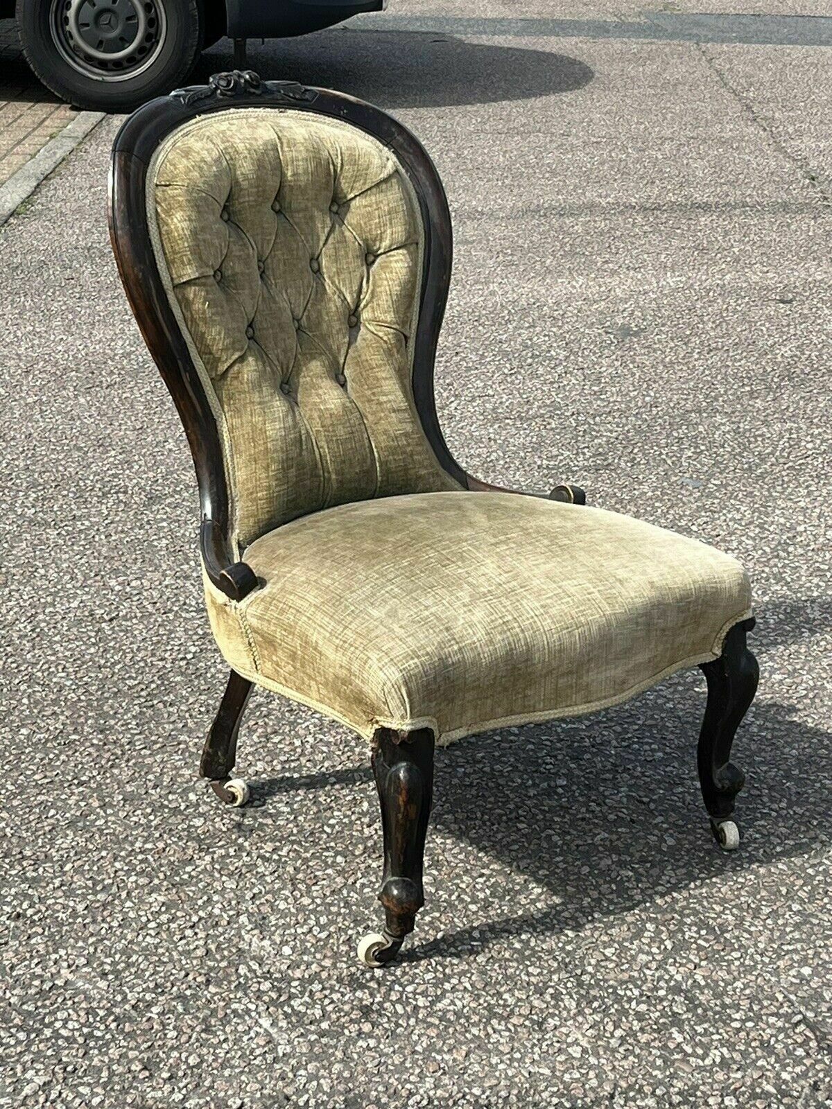 Victorian Chair. On White Porcelain Castors. photo furniture