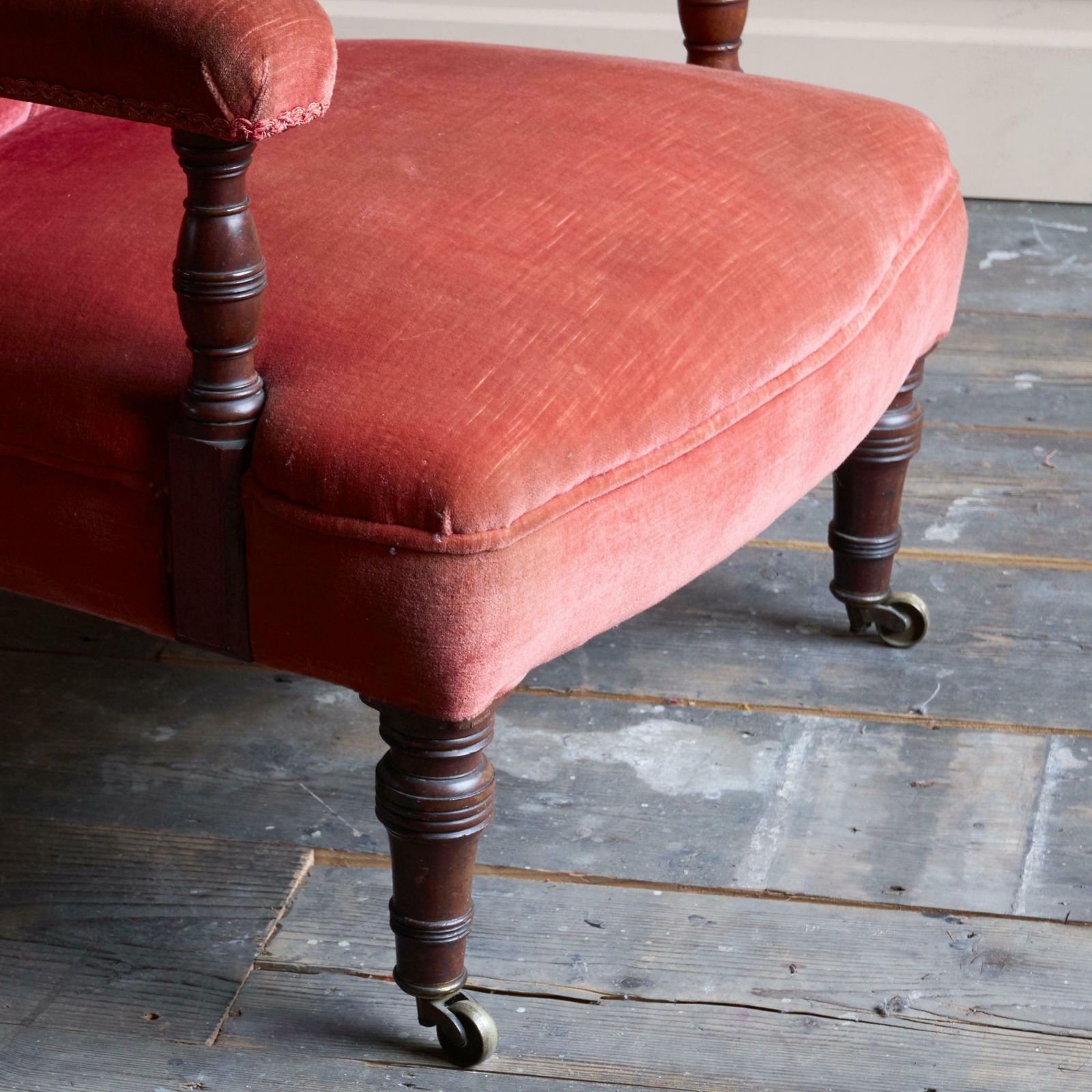 Antique Open Armchair   Red/Pink Velvet photo vinterior
