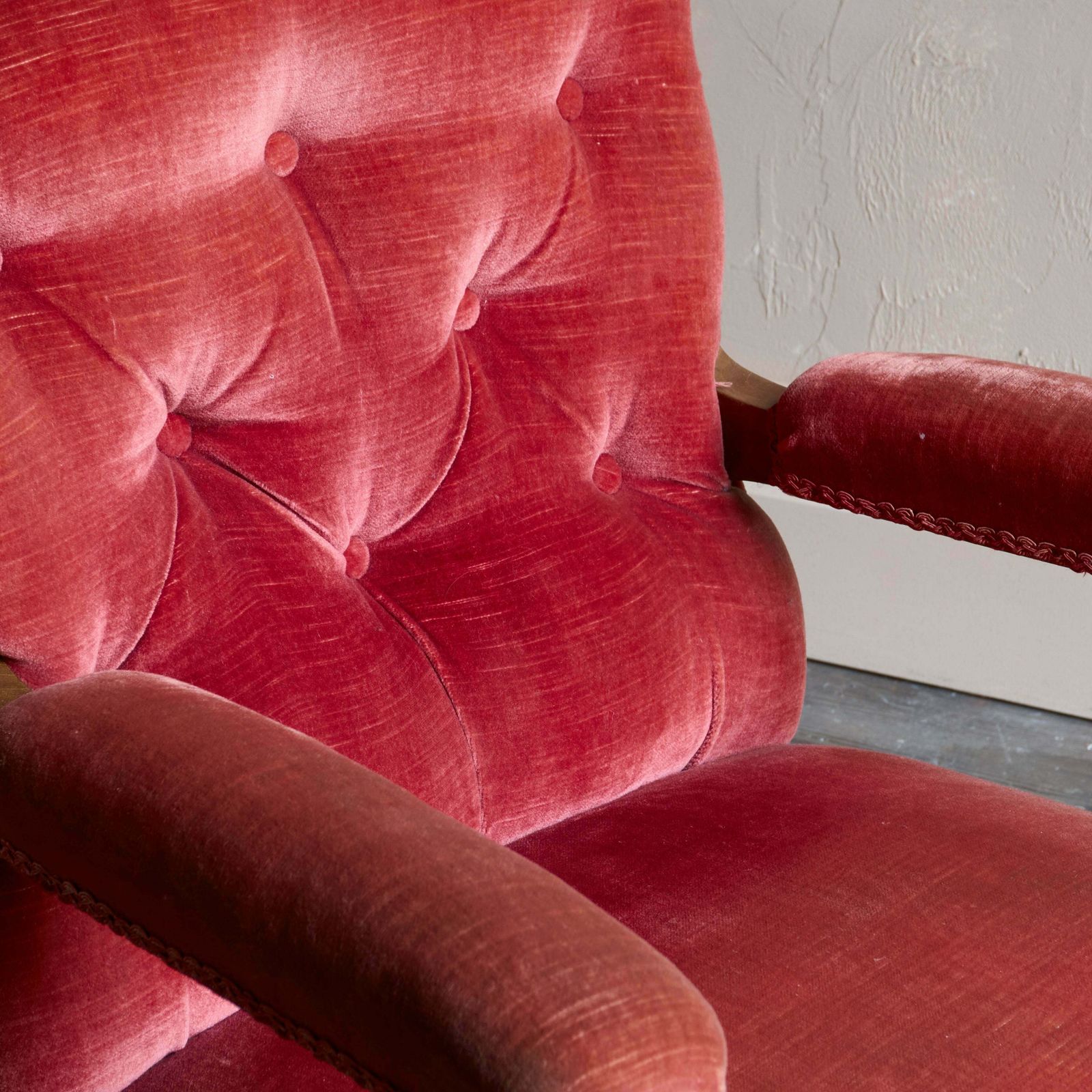 Antique Open Armchair   Red/Pink Velvet photo buy