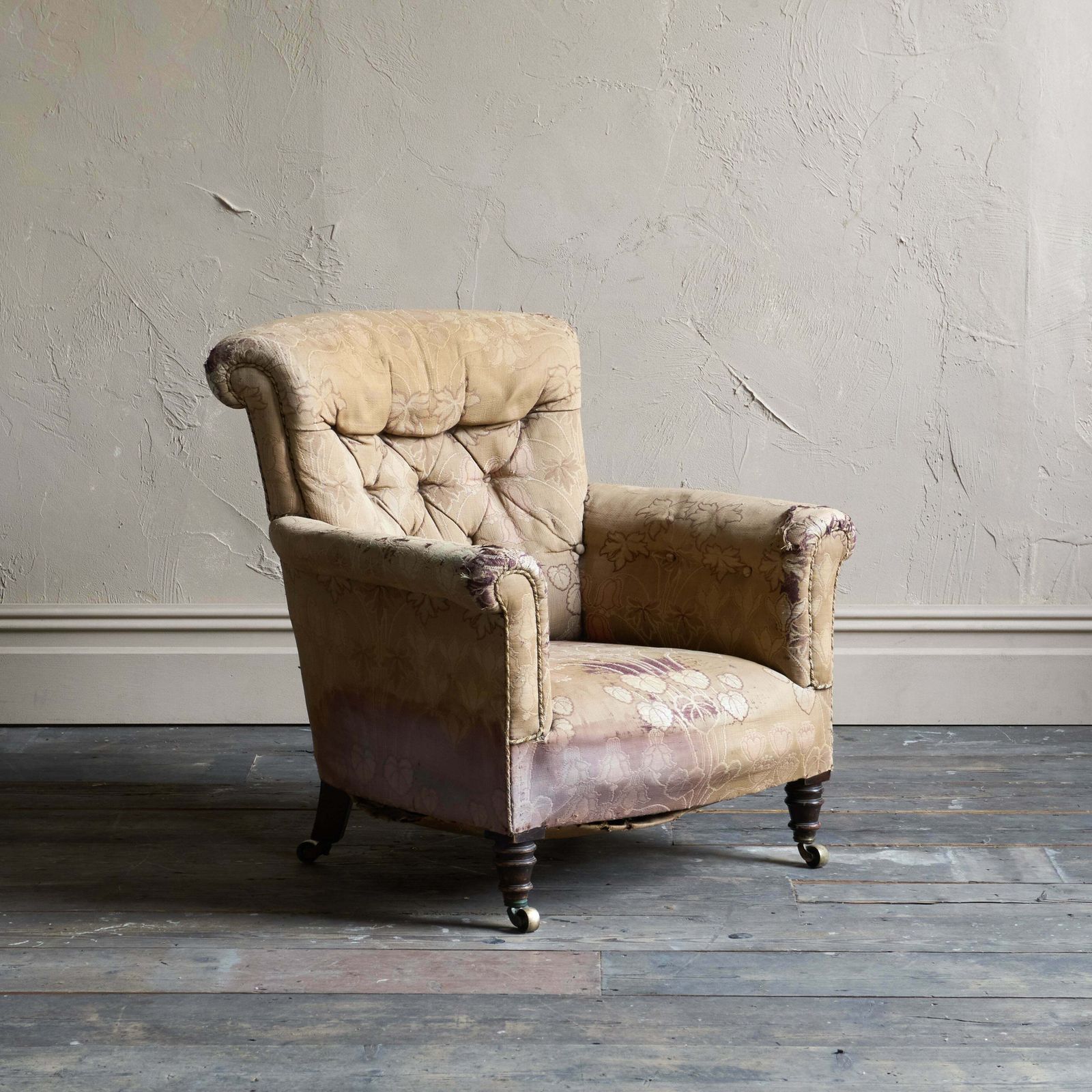 Antique Woodstock Style Chair   Nouveau Fabric. photo for sale