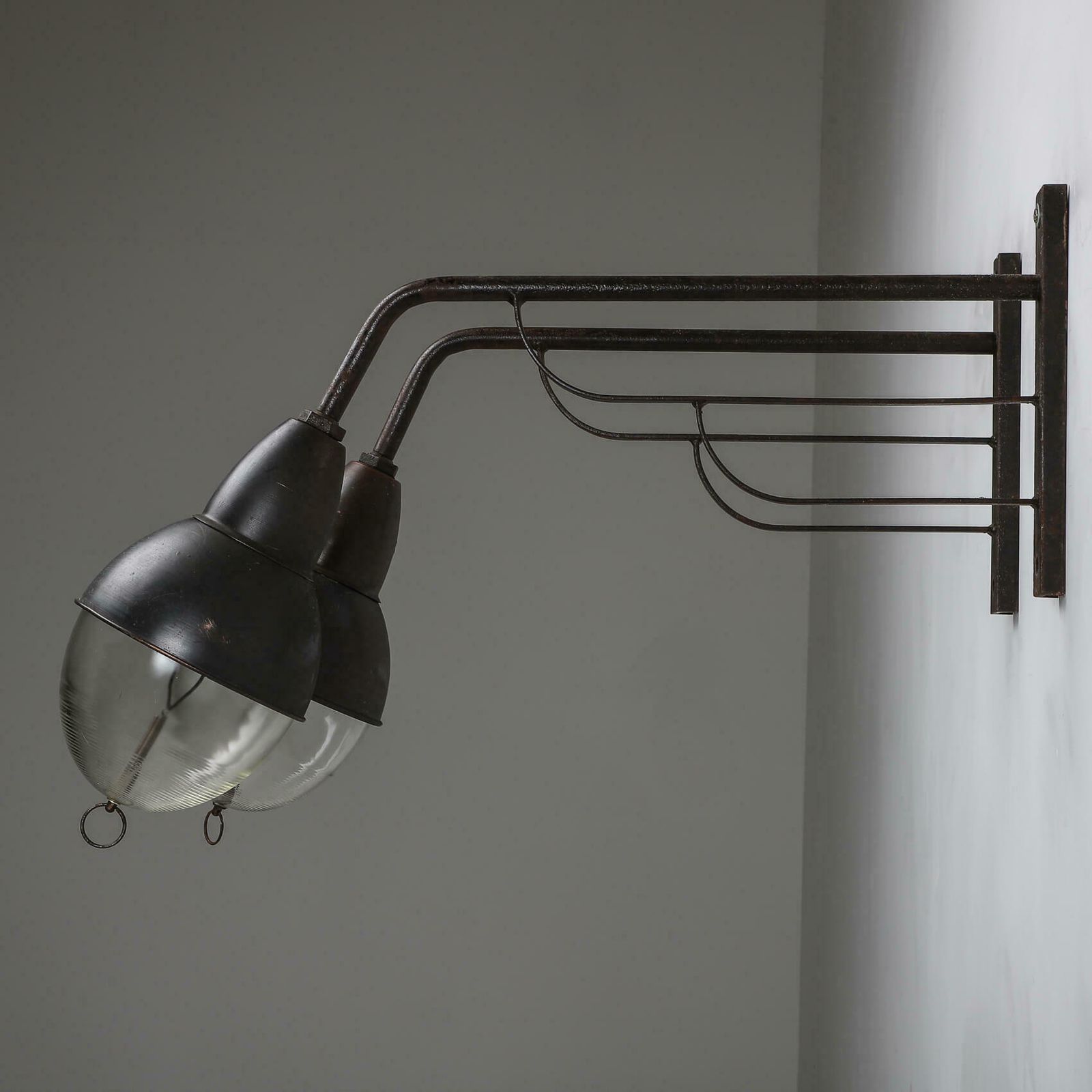 Industrial Copper Holophane Wall Lights