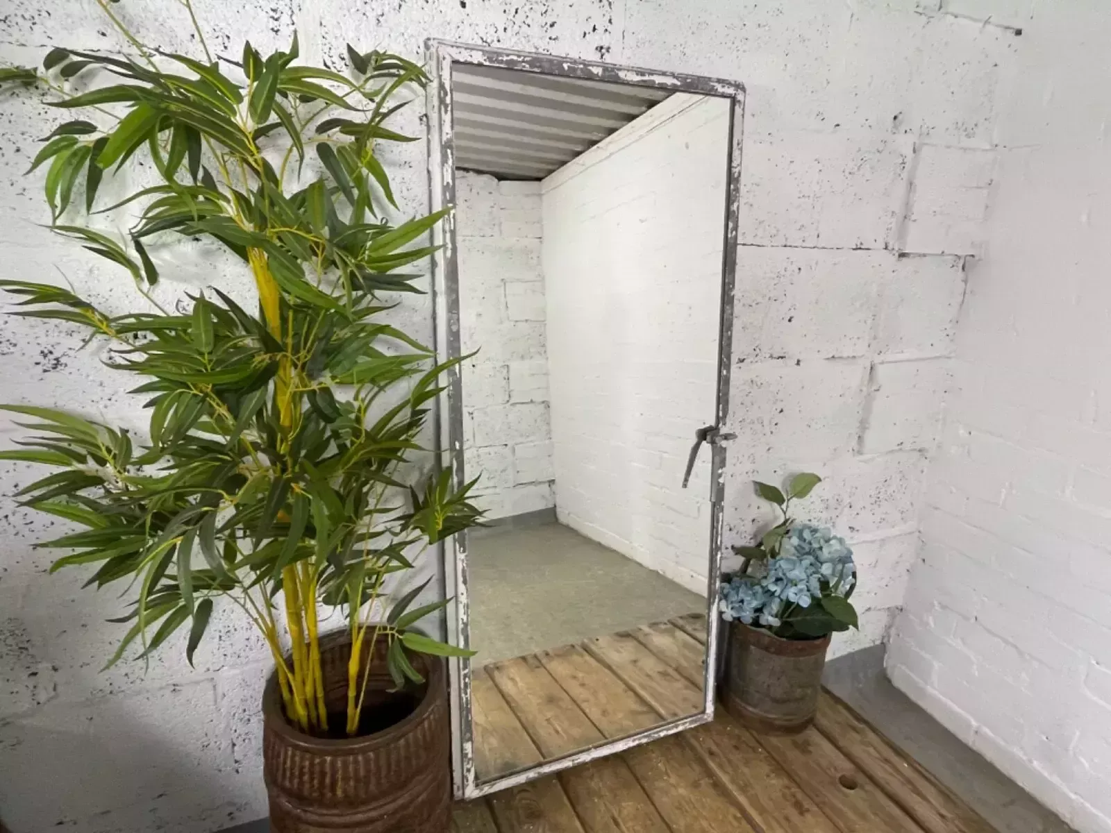 Vintage Reclaimed Industrial Cast Wrought Iron Metal Window Frame Garden Mirror