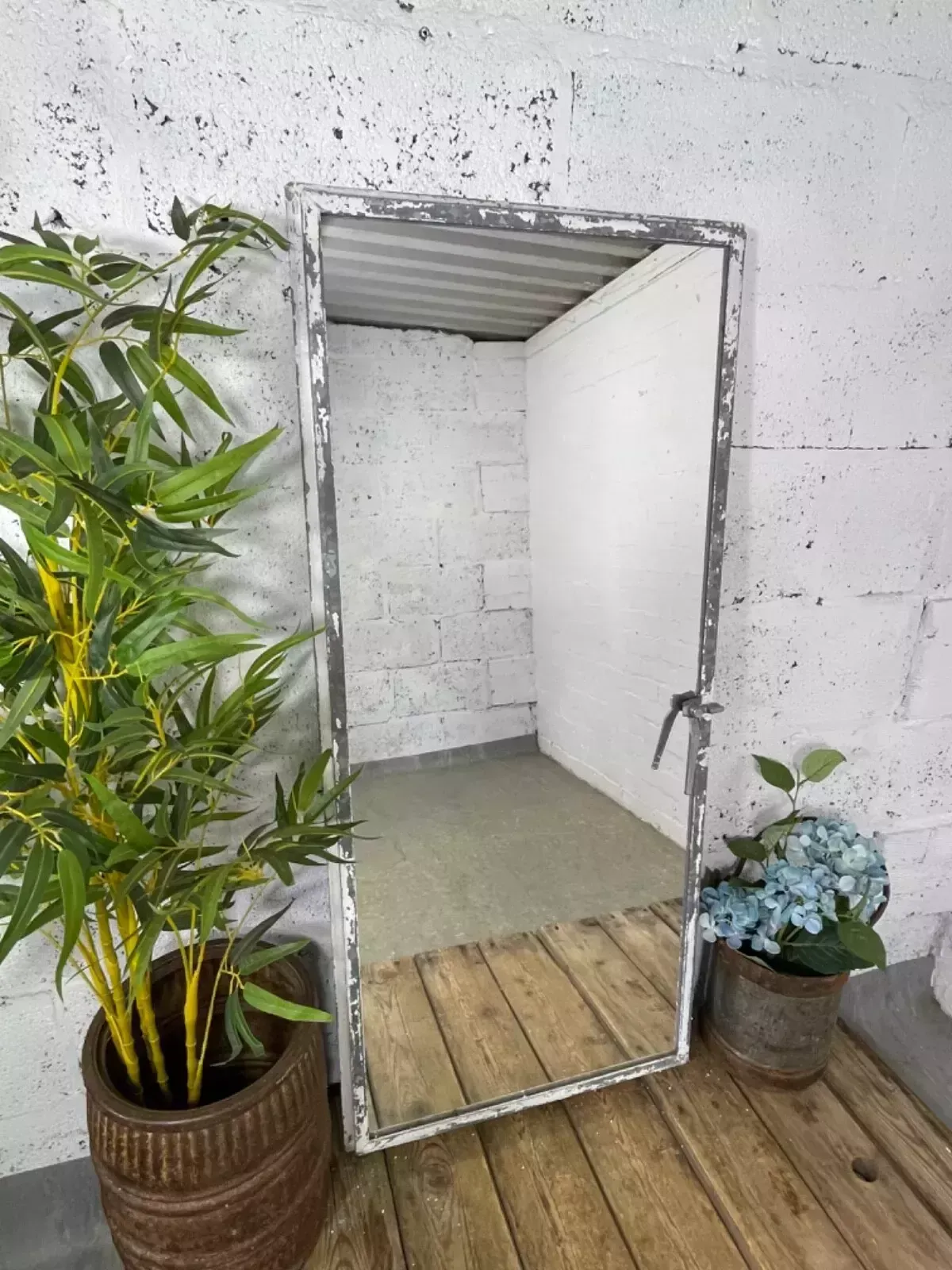 Vintage Reclaimed Industrial Cast Wrought Iron Metal Window Frame Garden Mirror photo furniture
