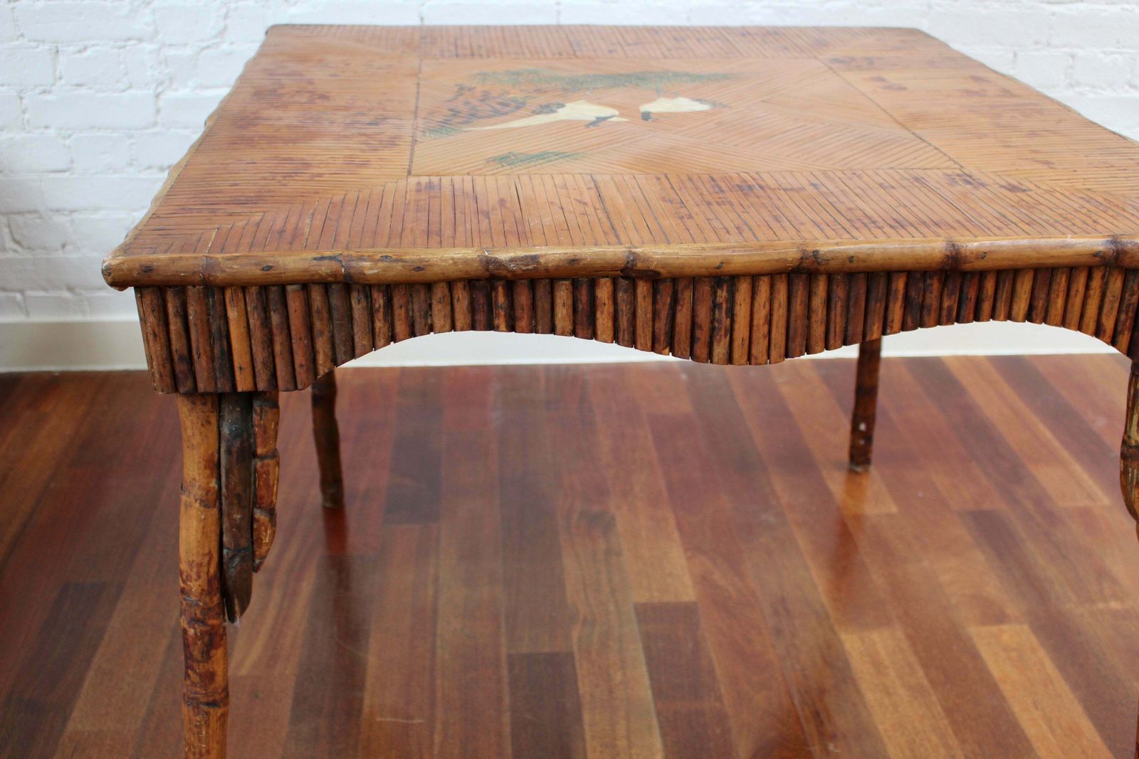 Antique Chinoiserie Style Bamboo Rattan Card Table (Circa 1910) photo buy