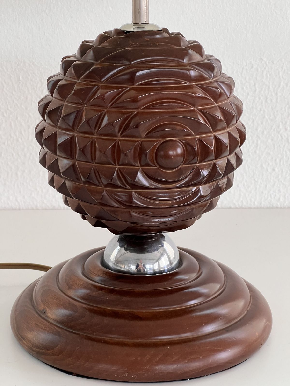 Italian Midcentury Sculptural Table Lamp In Nutwood, 1960s photo 1150.0