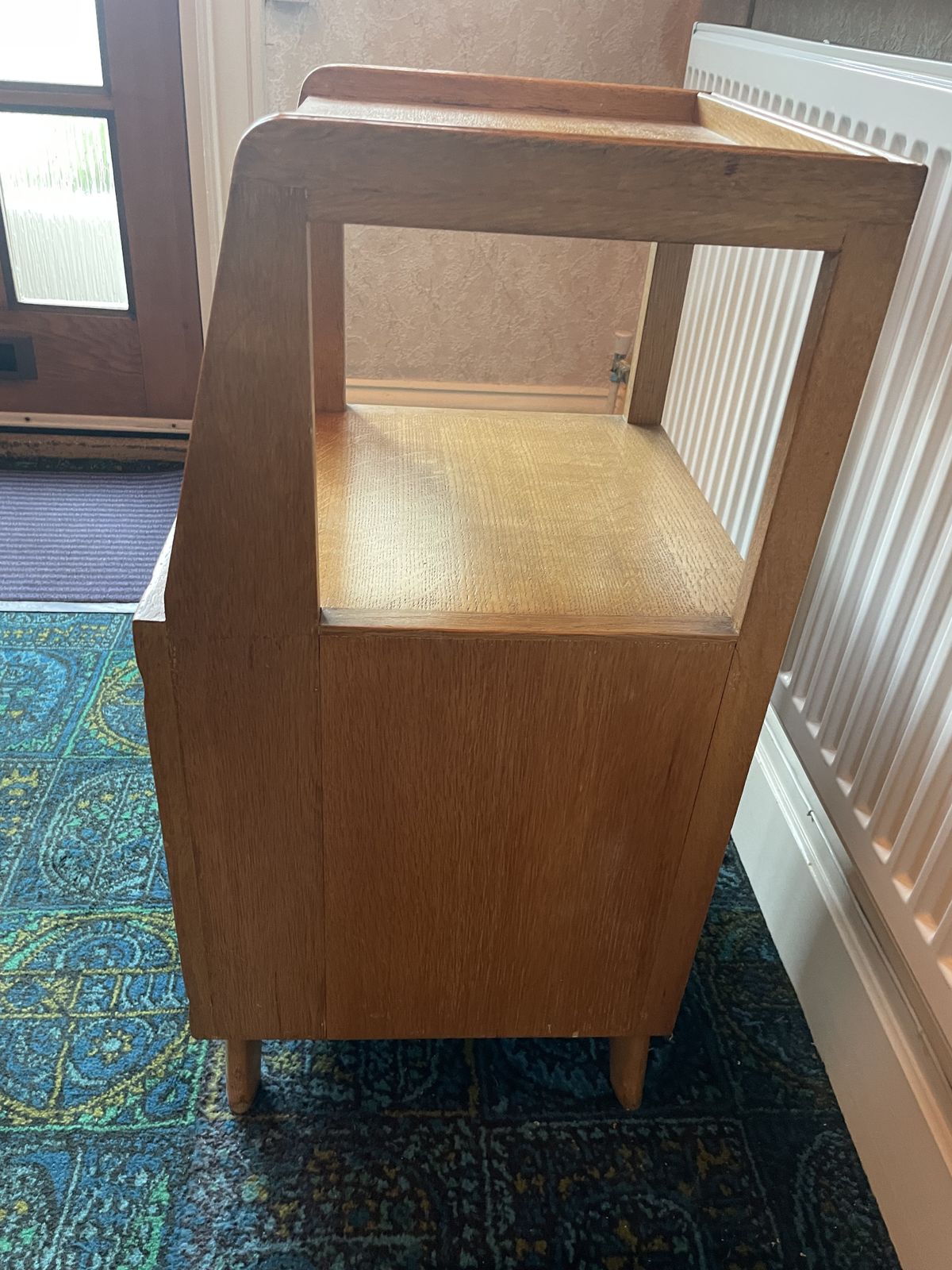 Pair Of Mid Century White And Newton Oak Bedside Cabinets. photo furniture