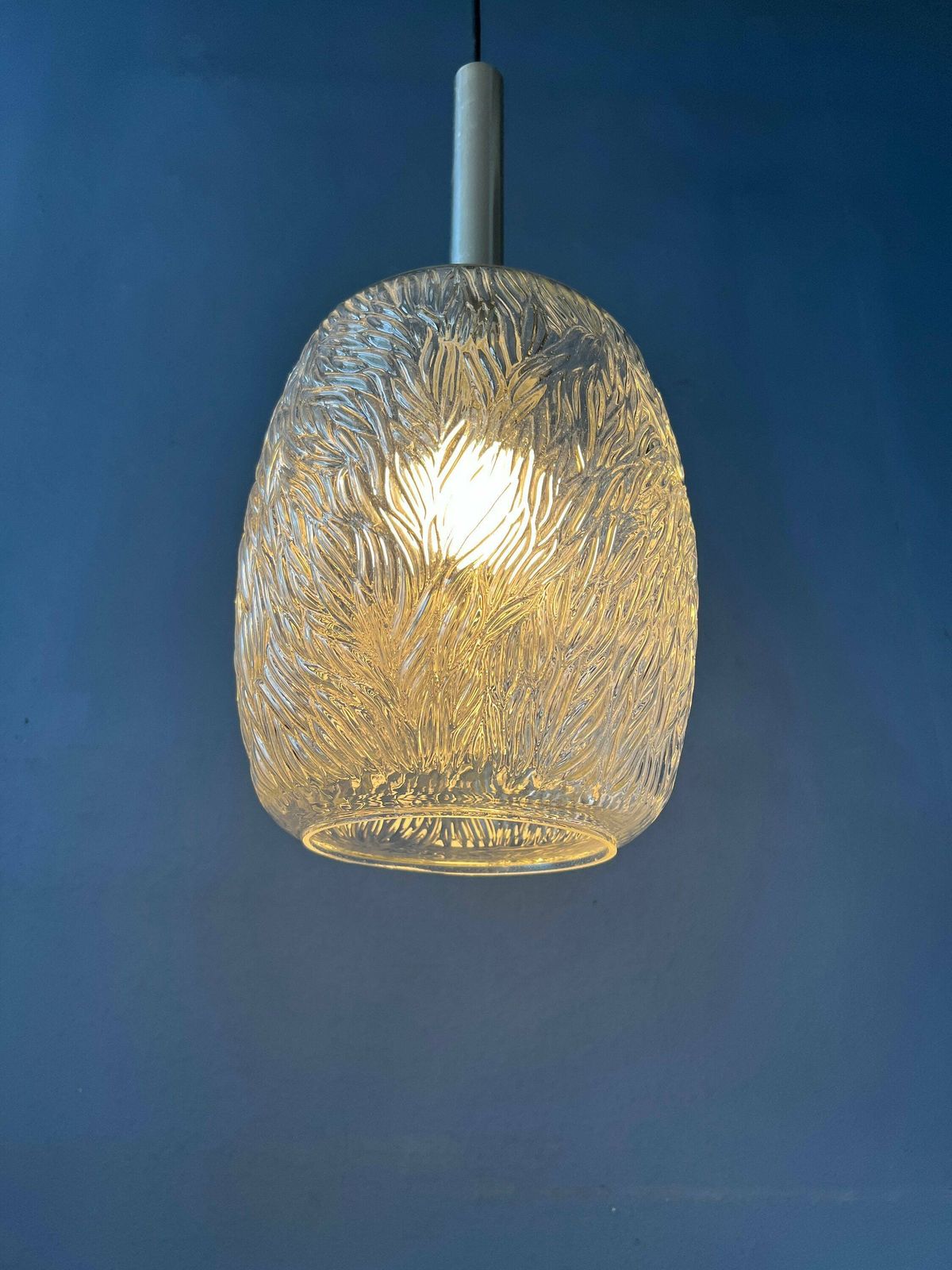 Mid Century Glazen Hanglamp Met Patroon photo 250.0