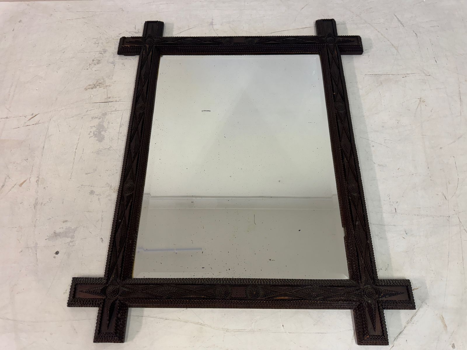 19th Century French Geometric Tramp Art Mirror photo 975.0