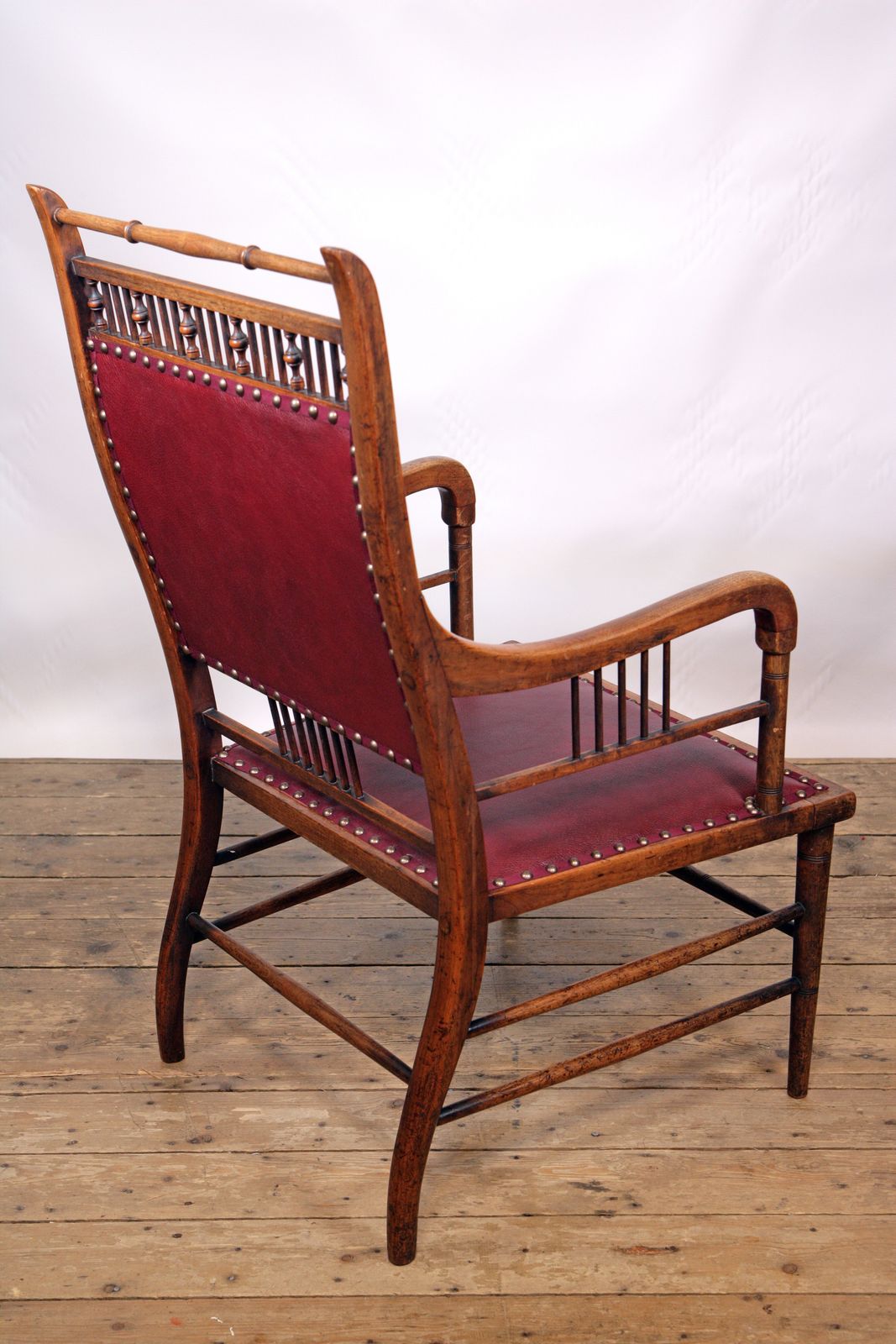 An Original E.W. Godwin Mahogany Side Chair Restored And Upholstered In Oxblood Red Leather photo for sale