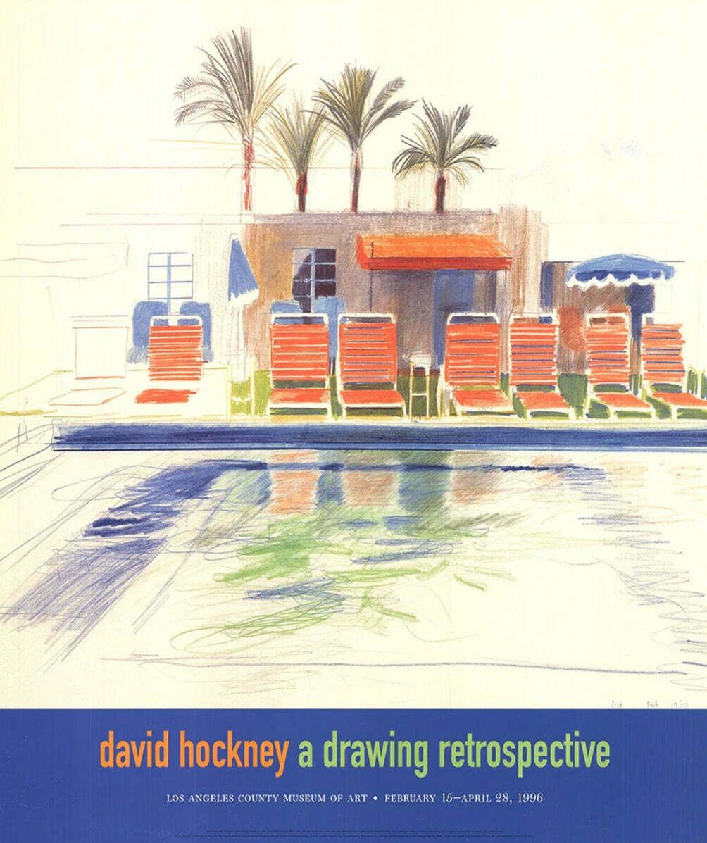 Original Vintage Poster David Hockney   A Drawing Retrospective   Lacma