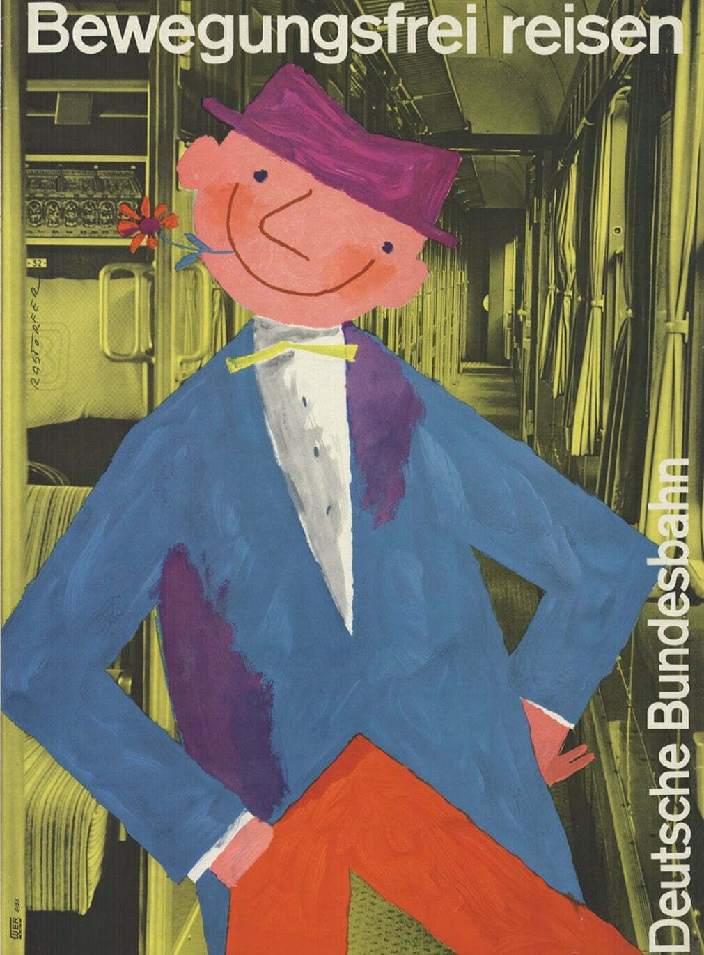 Original Vintage Poster Db German Federal Railway   Travel Freely