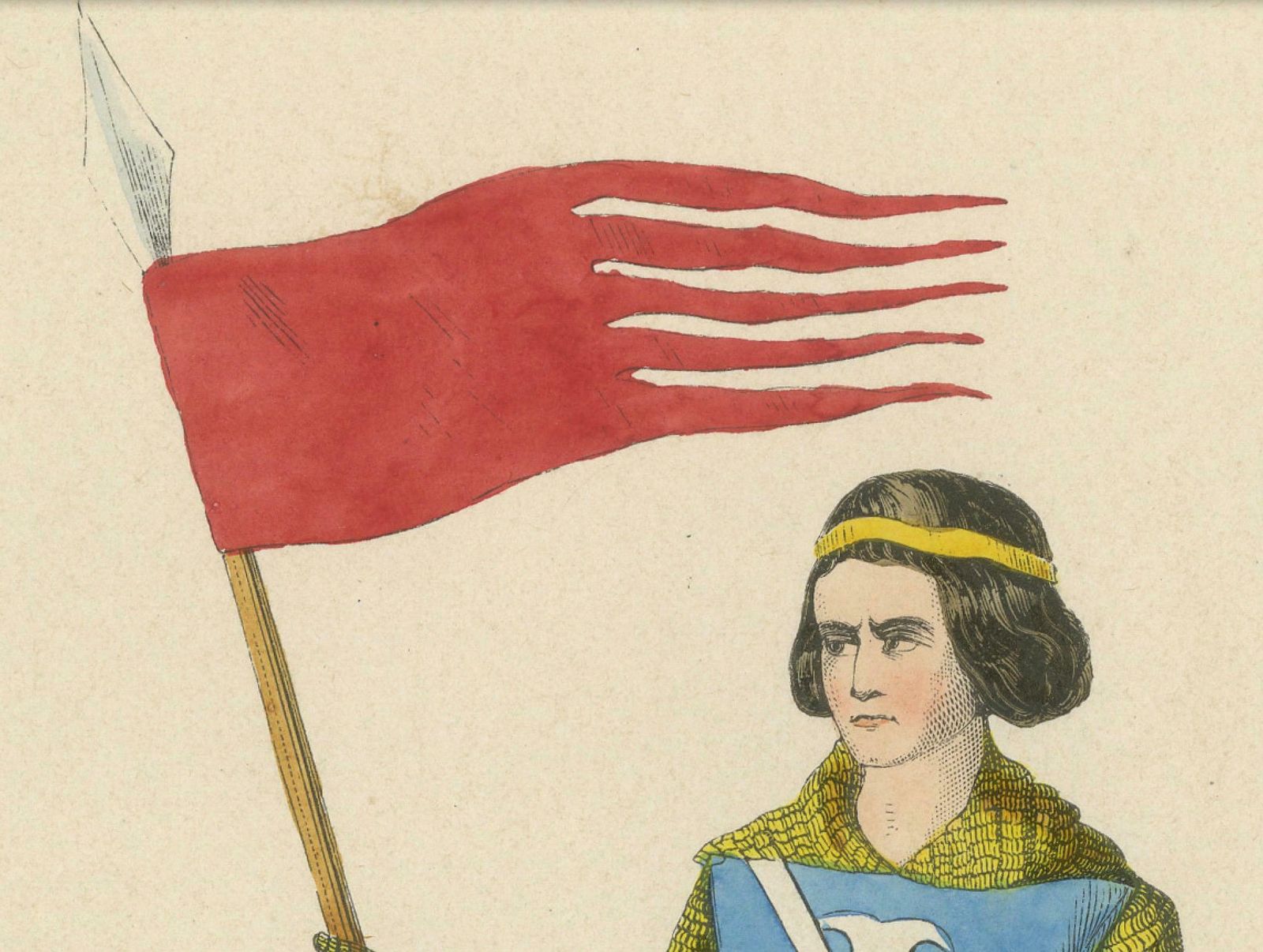 Antique Engraving Of Henri, Seigneur Du Mez: The Banner Bearer 1847 photo Art