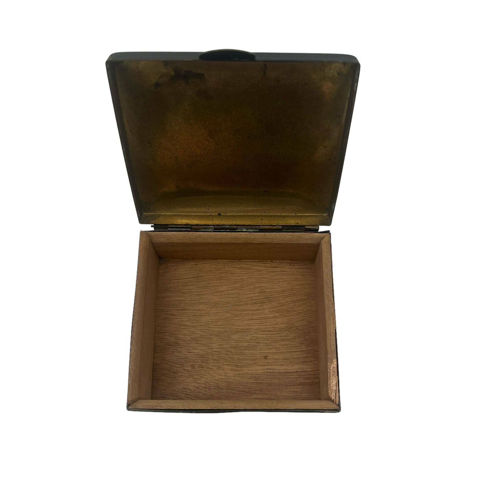 Antique Japanese Engraved Brass Cigarette Box   Pagoda   Tobacciana photo Home Decor