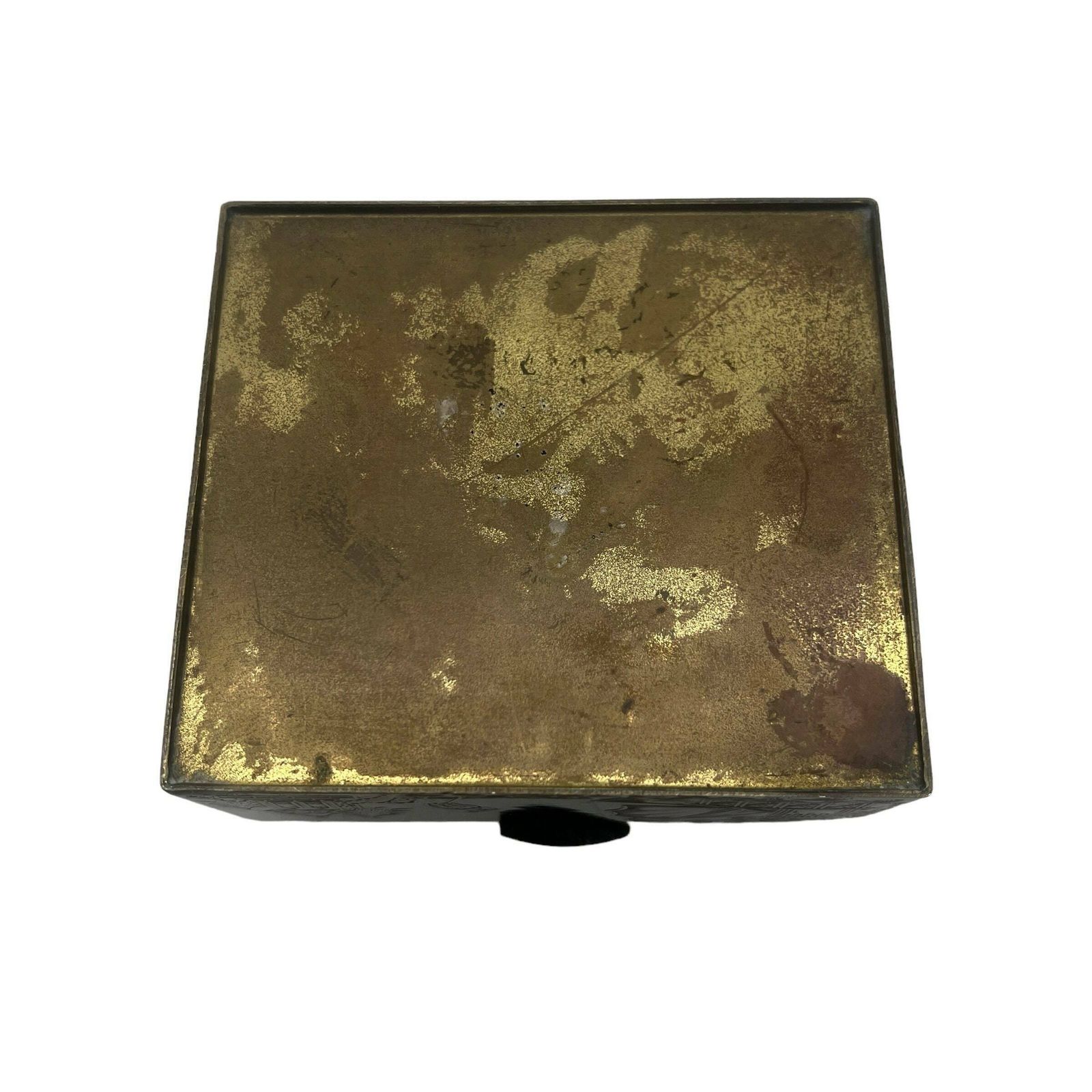 Antique Japanese Engraved Brass Cigarette Box   Pagoda   Tobacciana photo buy