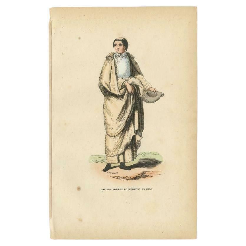Antique Print Of A Canon Of Prémontre Or The Premonstratensians, 1845