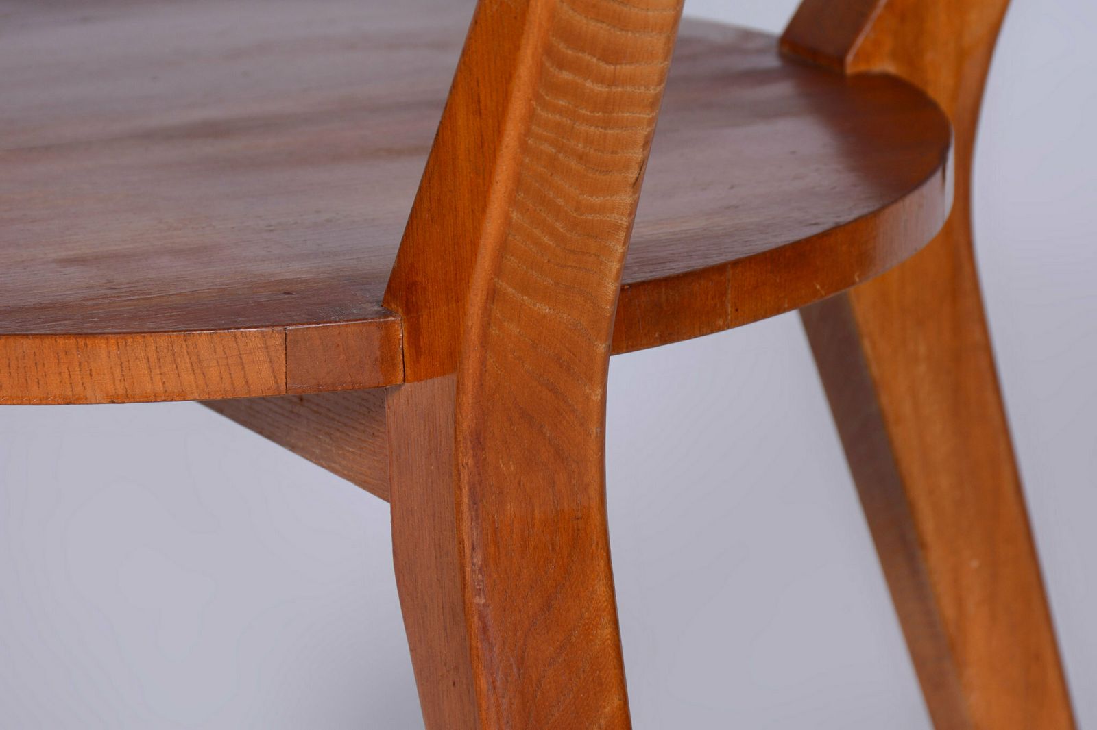 Restored Mid Century Coffee Table, Oak, Glass, Czech, 1950s photo for sale