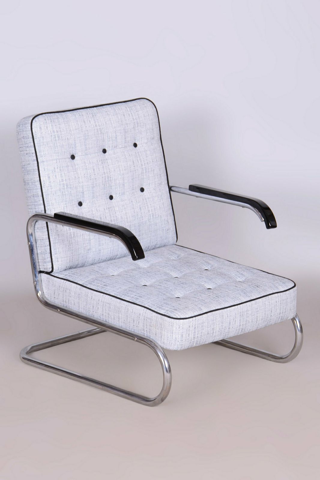Set Of Two Restored Bauhaus Armchairs, By Mücke Melder, Chrome, Czech, 1930s photo for sale