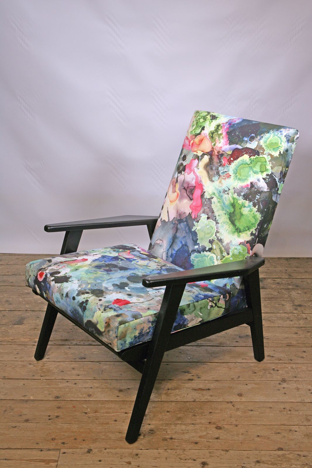 A Striking And Unique Mid Century Armchair Upholstered In Timorous Beasties Fabric. photo Furniture