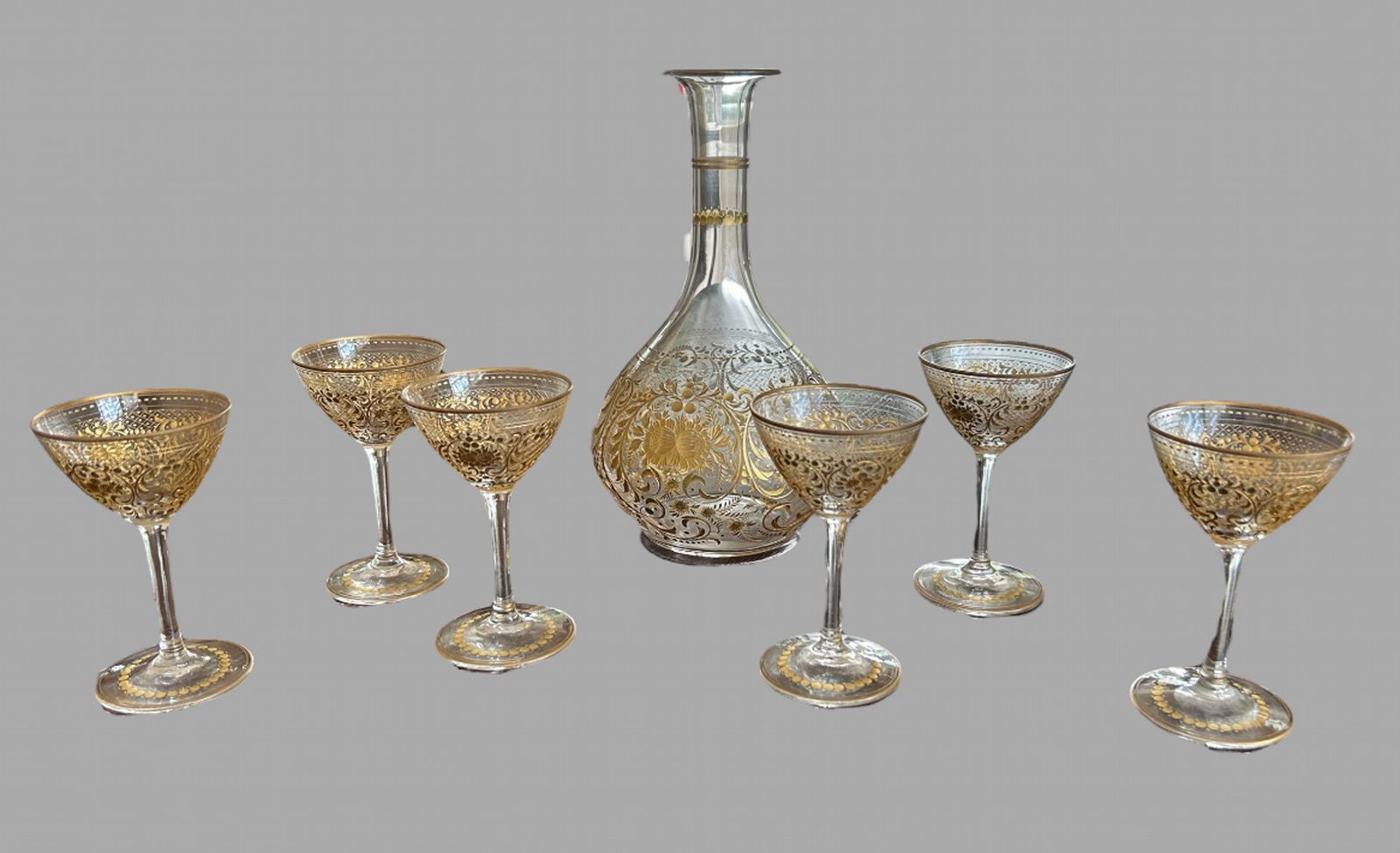 An Attractive Set Of Six Cordial Glasses And Decanter photo furniture