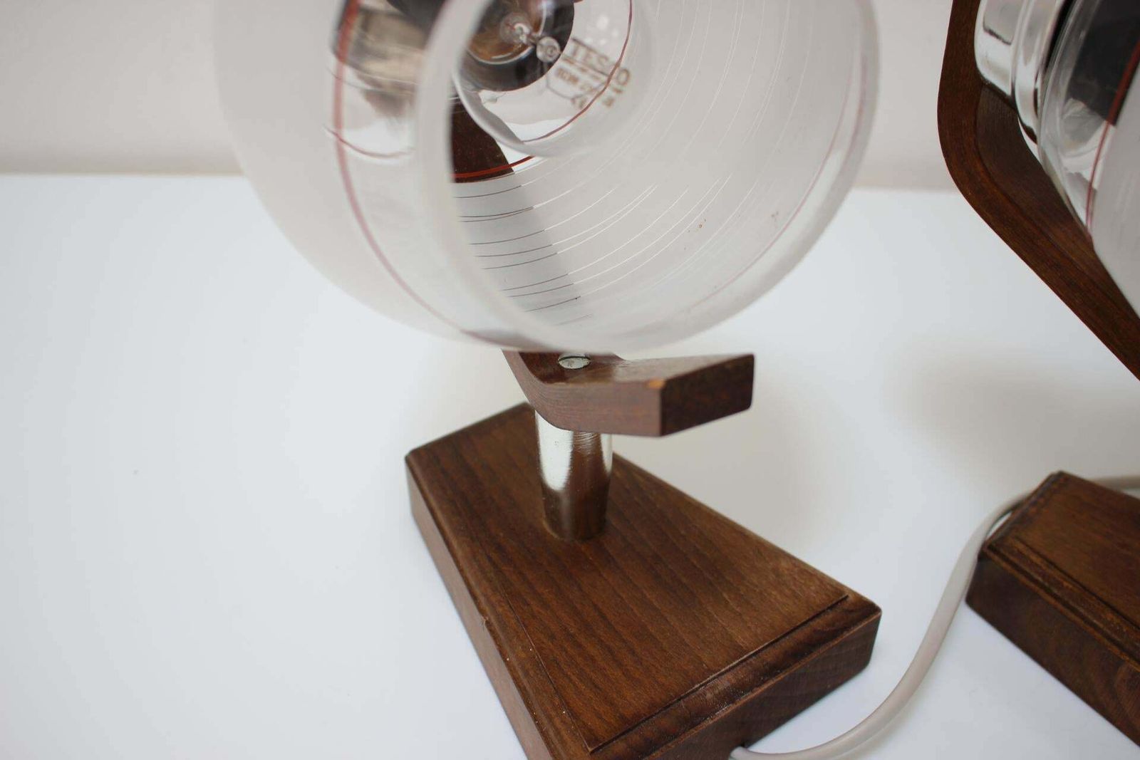 Pair Of Wooden Table/Wall Lamps, By Dřevo Humpolec, 1940's, Czechoslovakia photo buy