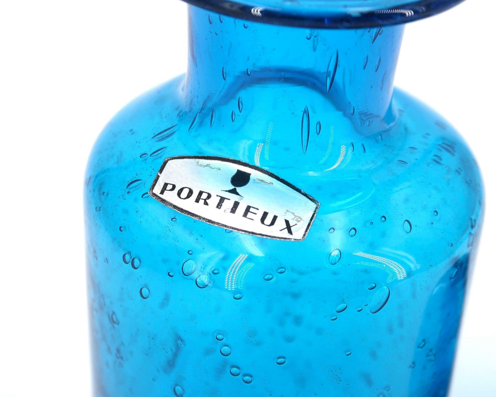 French Blue Glass Decanter Bottle From Portieux, 1970s / France, Nicolet Orléans photo buy