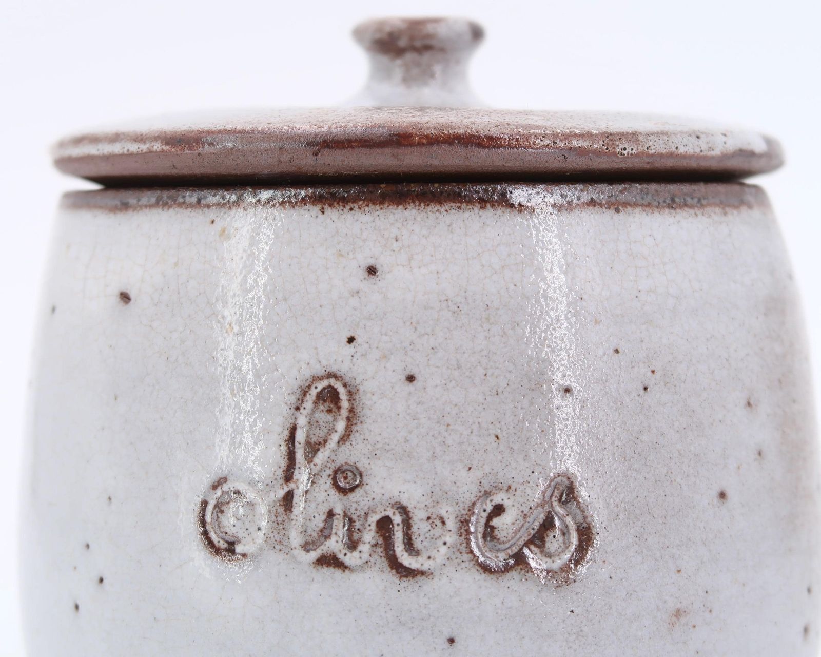 French Ceramic Olives Jar By Jeanne And Norbert Pierlot, Ratilly France, 1960s / Grey Kitchen, Stoneware, Boho Chic, Country, Farmhouse photo for sale