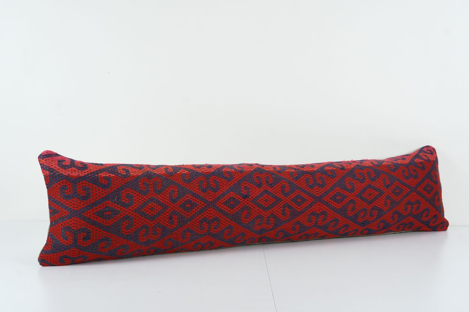 Striped Bohemian Bedding Wool Kilim Pillow Cover, Handmade Red Hippie Bedding Cushion photo furniture