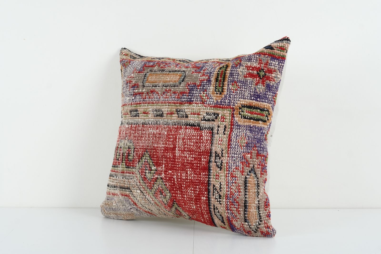 Square Turkish Oushak Pillow Cover, Handmade Faded Carpet Cover, Interior Designer Decor photo furniture