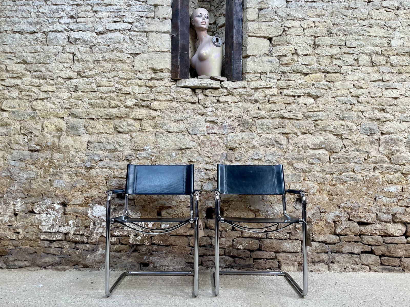 Pair Of Matteo Grassi Occasional Desk Visitor 2 Dining Bauhaus Chrome Leather Mart Stam Marcel Breuer Two S34 Chairs photo vintage