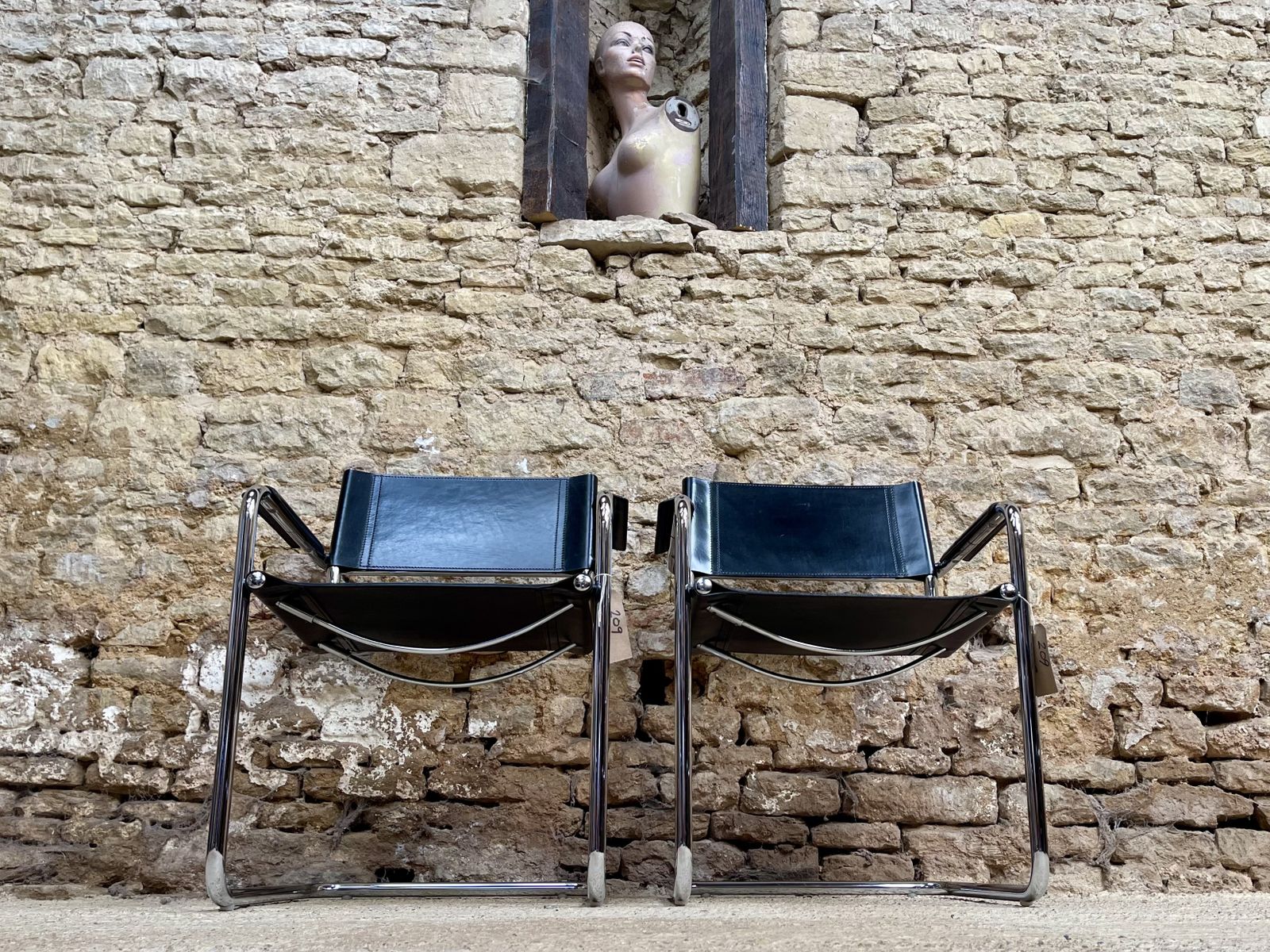 Furniture Pair Of Matteo Grassi Occasional Desk Visitor 2 Dining Bauhaus Chrome Leather Mart Stam Marcel Breuer Two S34 Chairs photo