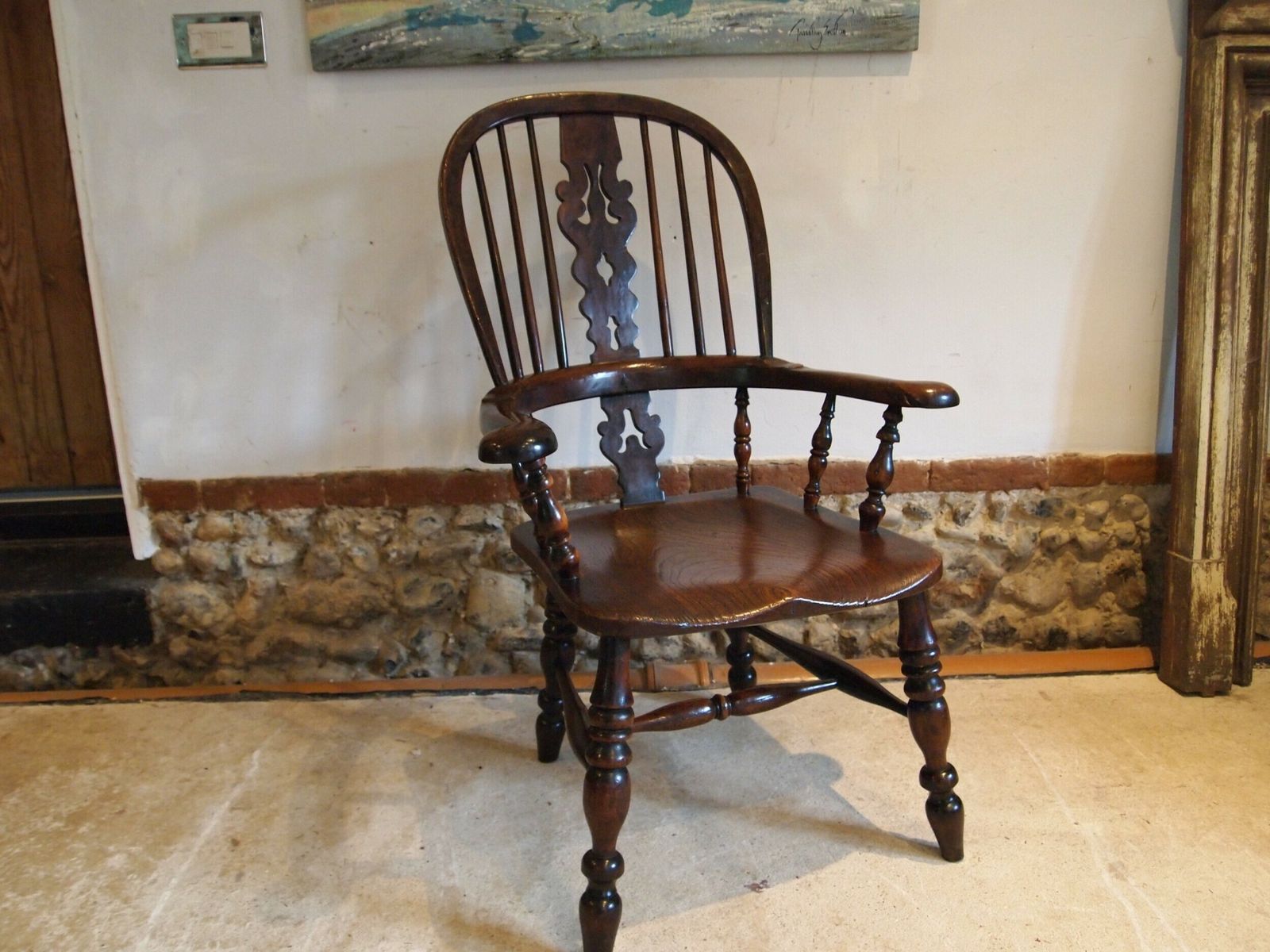 Furniture Chair Outstanding John Moss Worksop Yew And Burr Yew Windsor Armchair C1860 photo