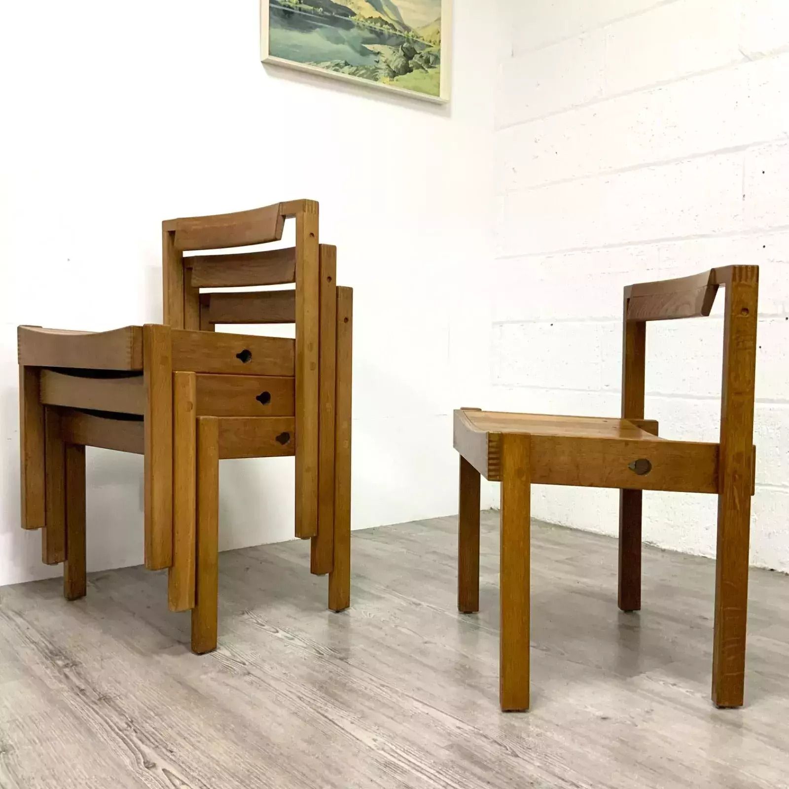 1 X Arts & Crafts Gordon Russell Oak Stacking Dining Chair From Coventry Cathedral