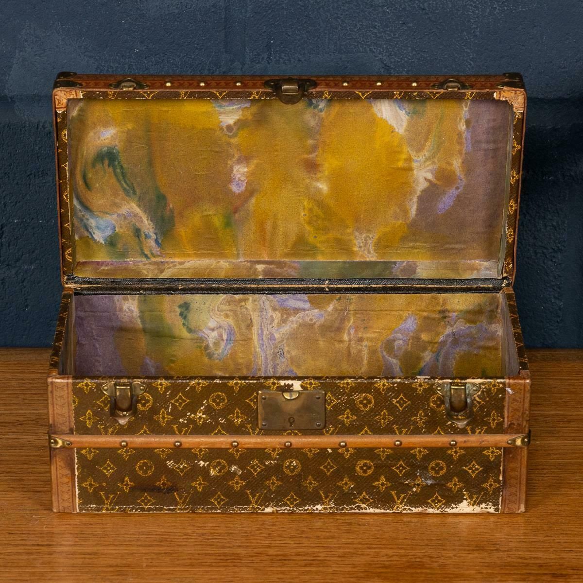 photo furniture Antique Rare 20thc Louis Vuitton "Malle Fleurs" Trunk In Monogram Canvas, France