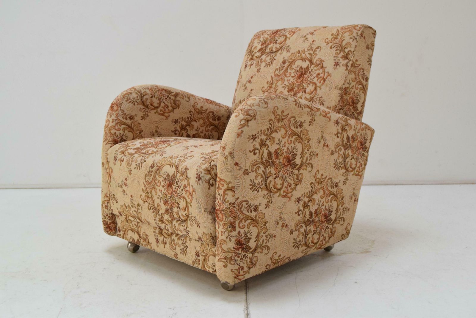 Vintage Designed Armchair With Wheels, Czechoslovakia, 1950s. photo for sale