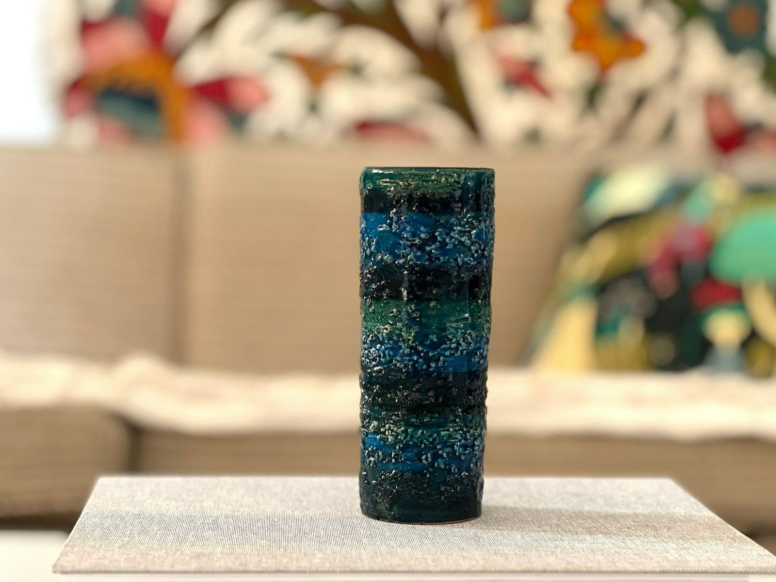 Handcrafted Bitossi Vase In Beautiful Rimini Blue Colors   Small Size photo furniture
