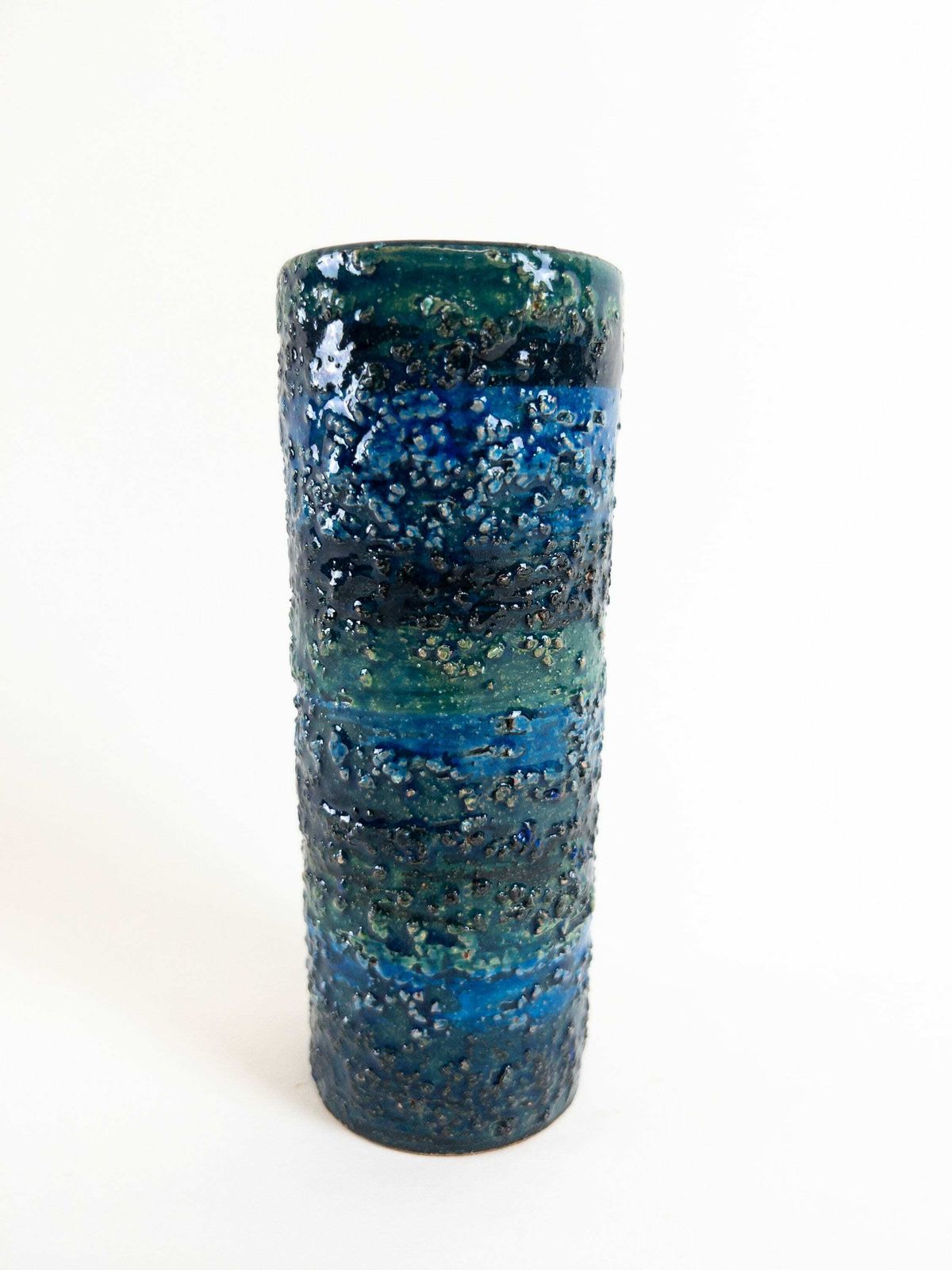 Handcrafted Bitossi Vase In Beautiful Rimini Blue Colors   Small Size photo 63.0