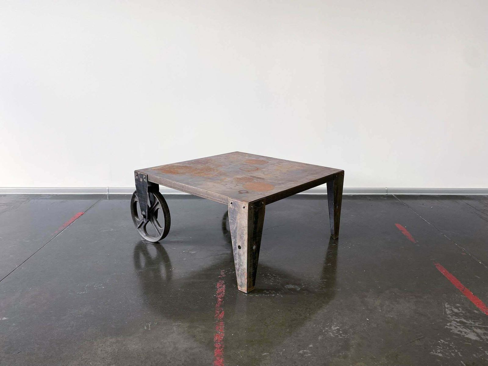 Brutalist Industrial Steel Coffee Table Trolley photo buy