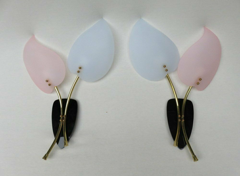 Floral Wall Lights In Acrylic Glass & Brass From Geru Lights, 1950s, Set Of 2 photo furniture