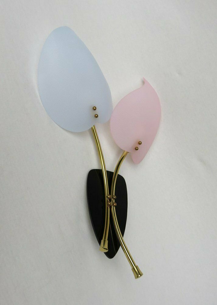 Floral Wall Lights In Acrylic Glass & Brass From Geru Lights, 1950s, Set Of 2 photo Lighting